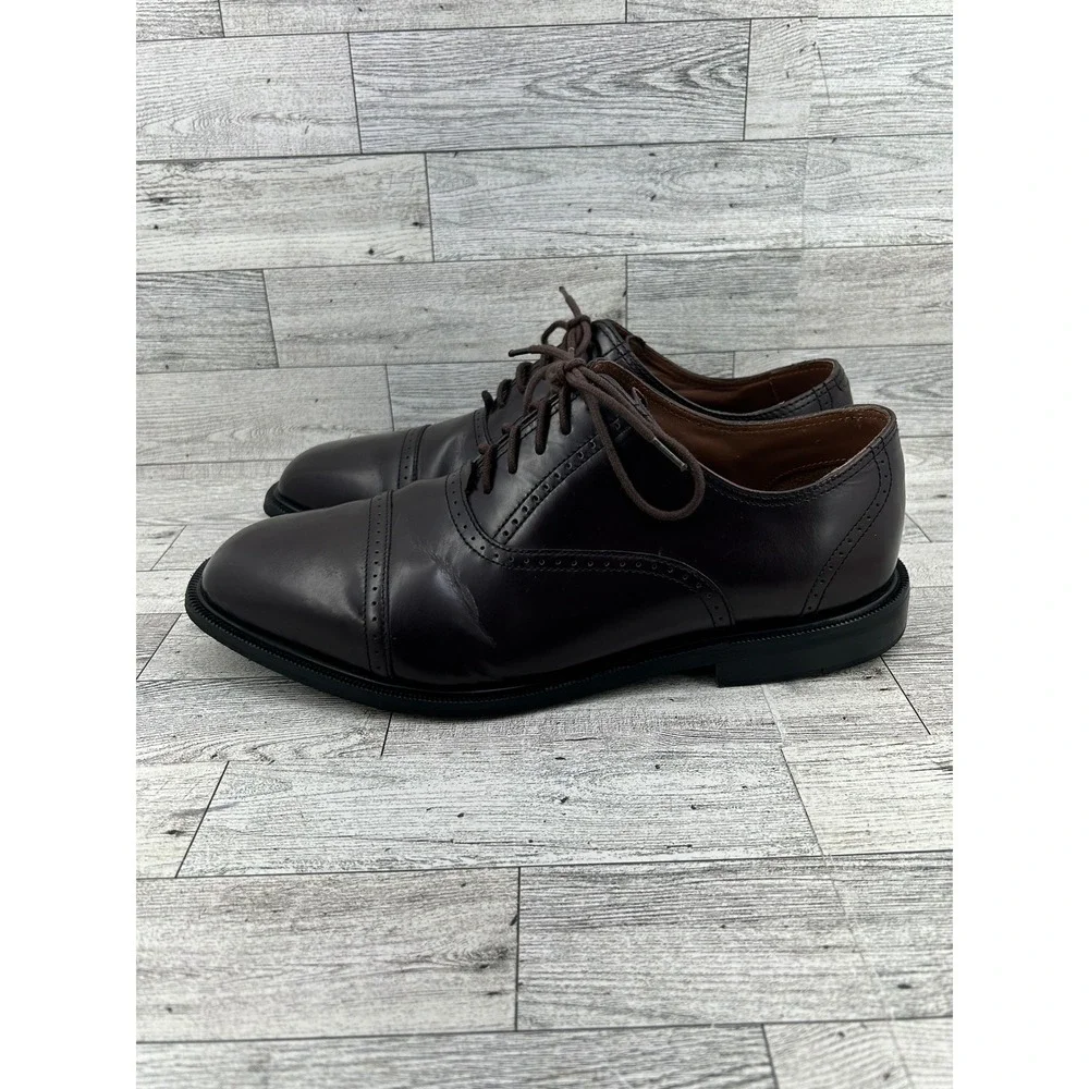 Rockport Mens K71639 Cap Toe Oxford Dark Brown Leather‎ Shoes Adiprene Size 9W